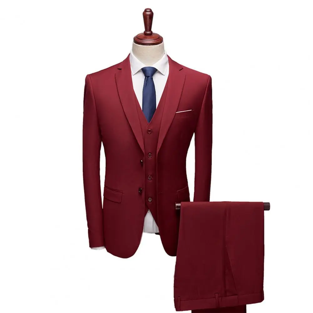 Long Pants Sleeveless Waistcoat 3 Piece Set Business Suit Vest Pants Set Groom Suit Wedding Formal Suit Business Suit