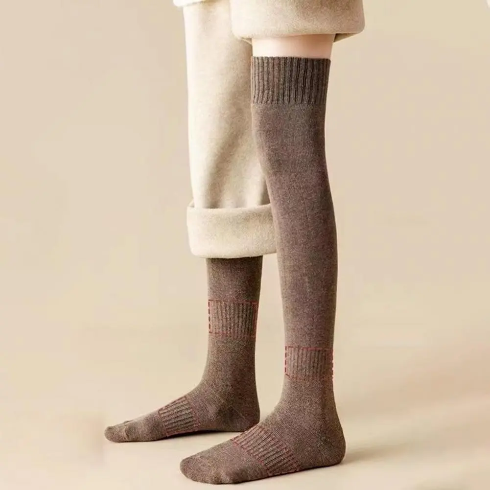 Over-the-knee Socks Fashionable Thigh Highs Extra Long Knitted Boot Stockings for Women Winter Warm Thick Leg Warmers for Ladies