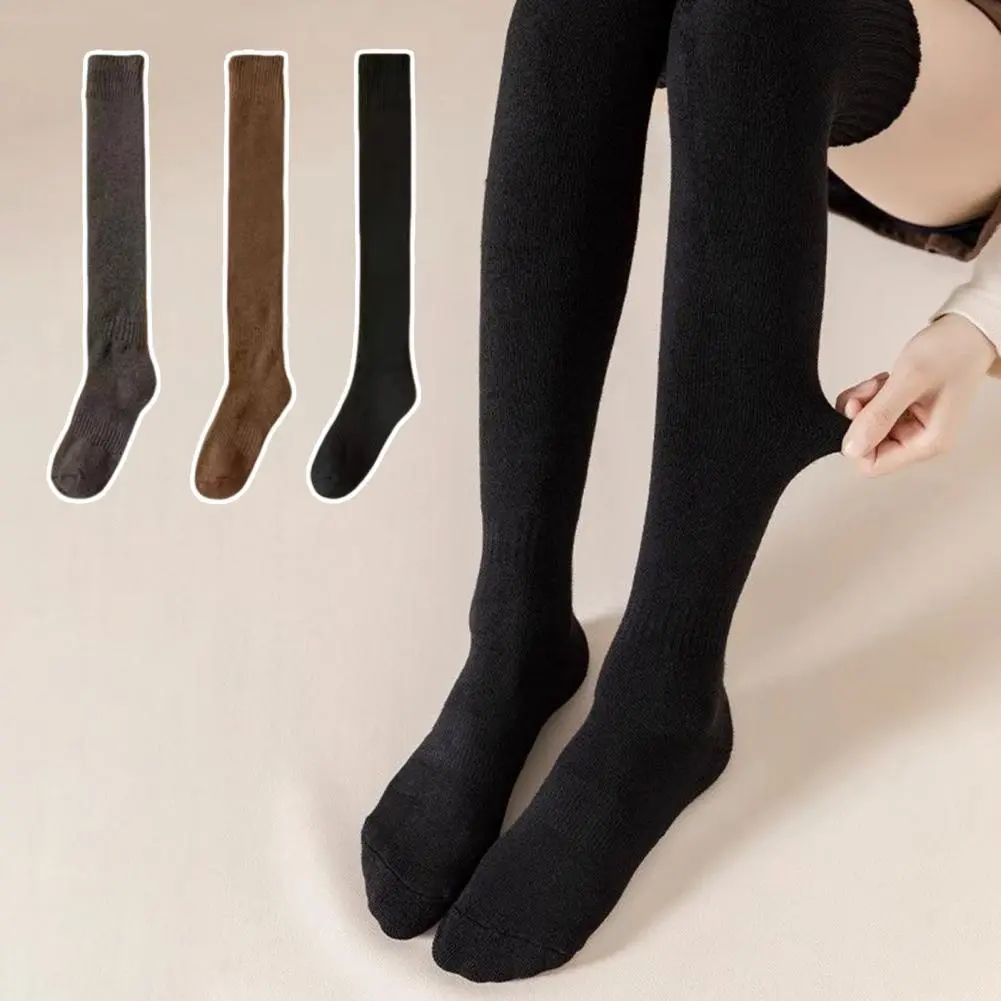 Over-the-knee Socks Fashionable Thigh Highs Extra Long Knitted Boot Stockings for Women Winter Warm Thick Leg Warmers for Ladies