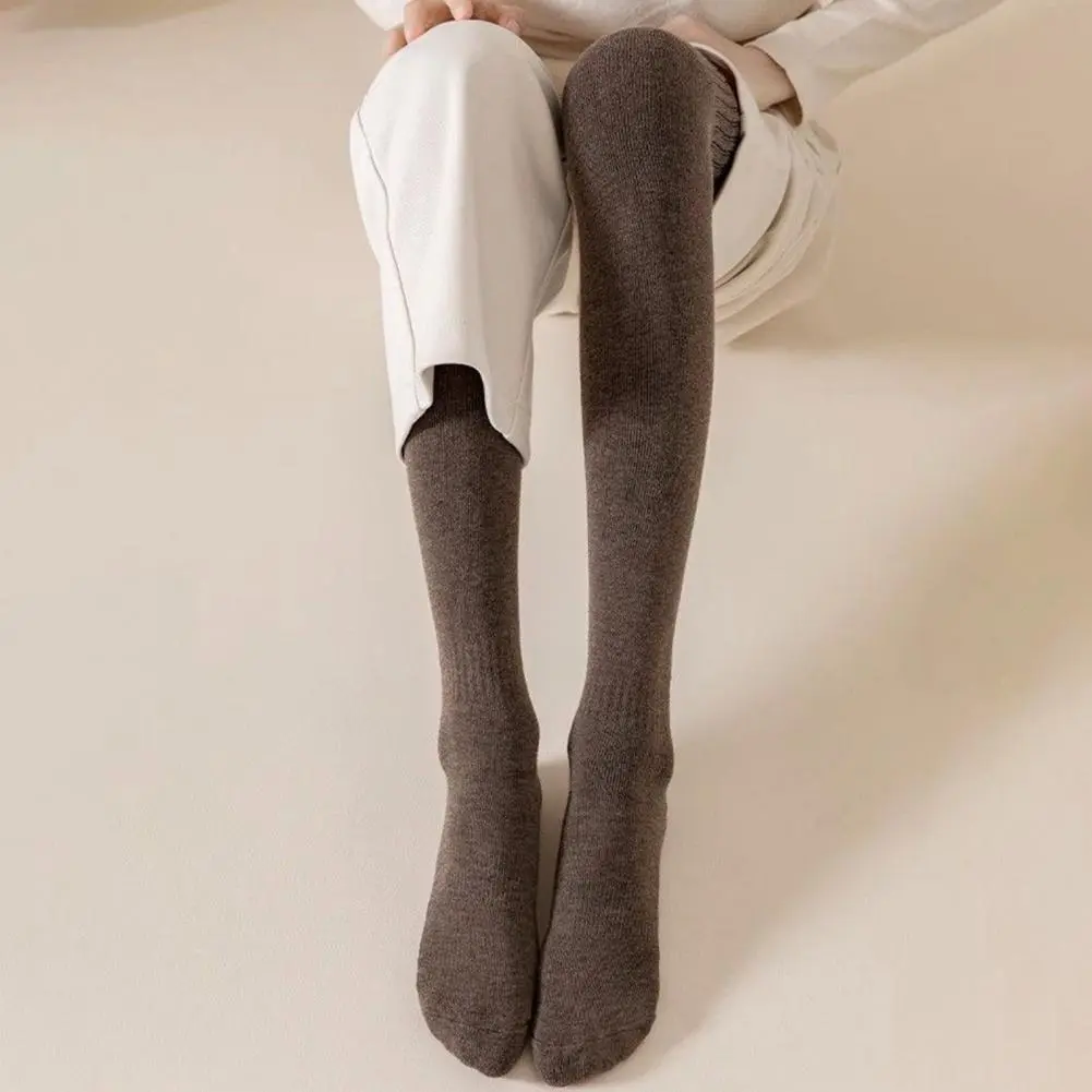 Over-the-knee Socks Fashionable Thigh Highs Extra Long Knitted Boot Stockings for Women Winter Warm Thick Leg Warmers for Ladies
