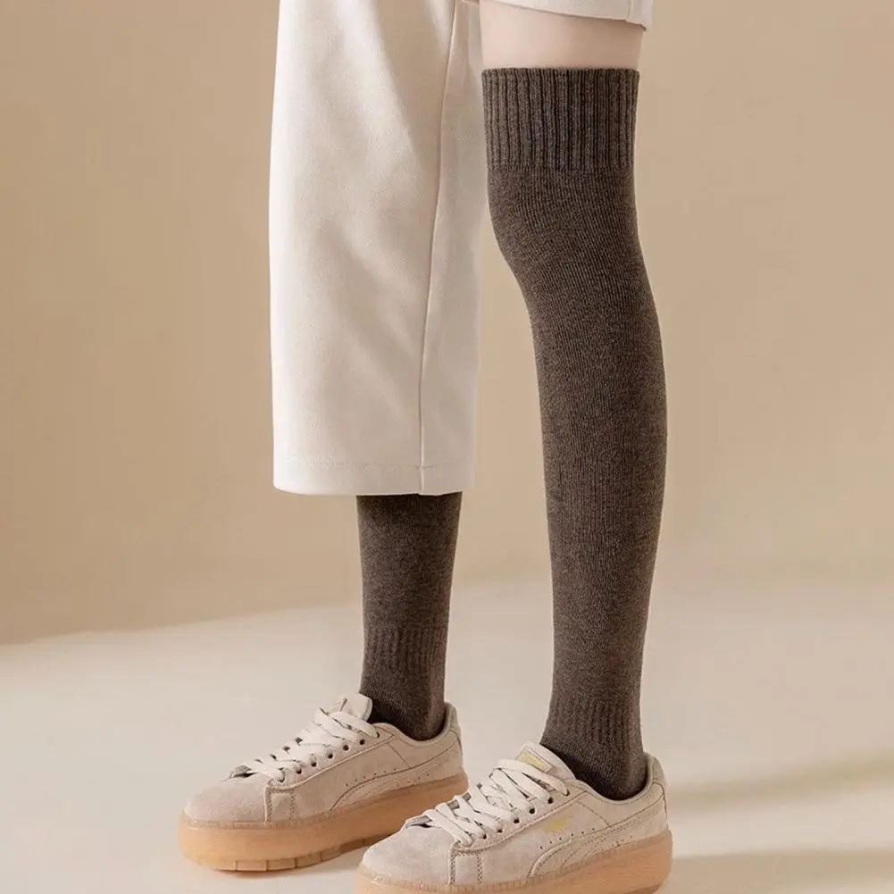 Over-the-knee Socks Fashionable Thigh Highs Extra Long Knitted Boot Stockings for Women Winter Warm Thick Leg Warmers for Ladies