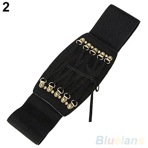 Fashion Women's Lady Rivet Elastic Buckle Wide Waist Belt Waistband Corset hot
