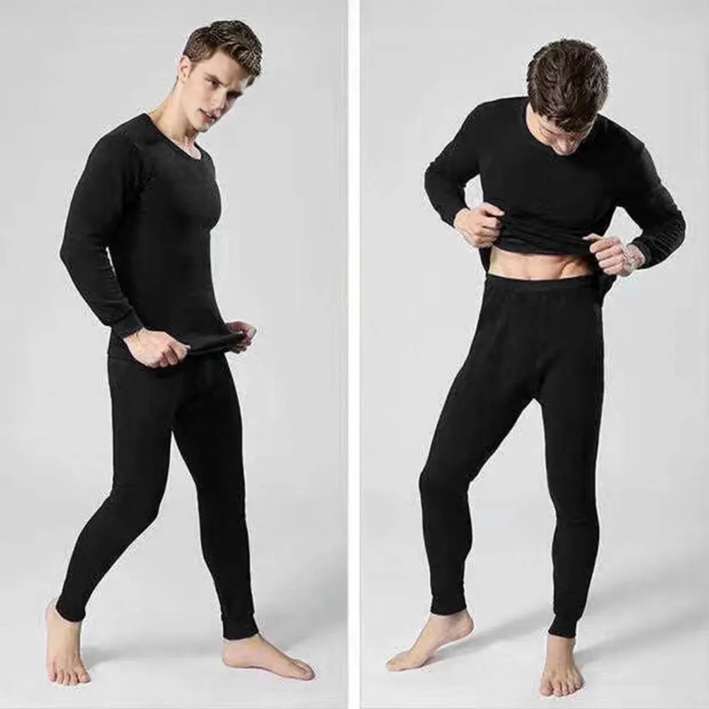 Thickened Thermal Underwear Men's Winter Thermal Underwear Set Long Sleeve Top Pants for Cold Weather Keep Warm for Comfort