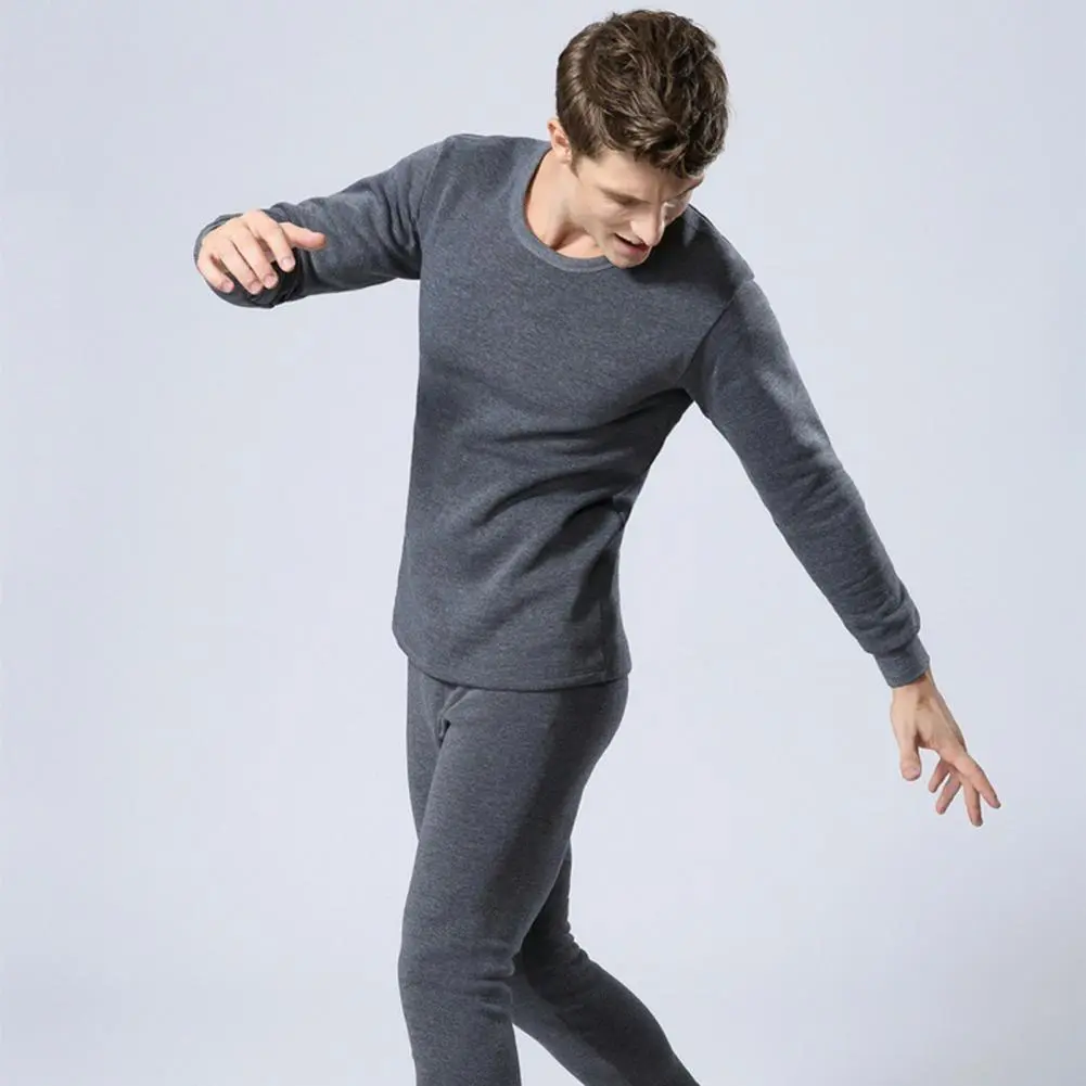 Thickened Thermal Underwear Men's Winter Thermal Underwear Set Long Sleeve Top Pants for Cold Weather Keep Warm for Comfort