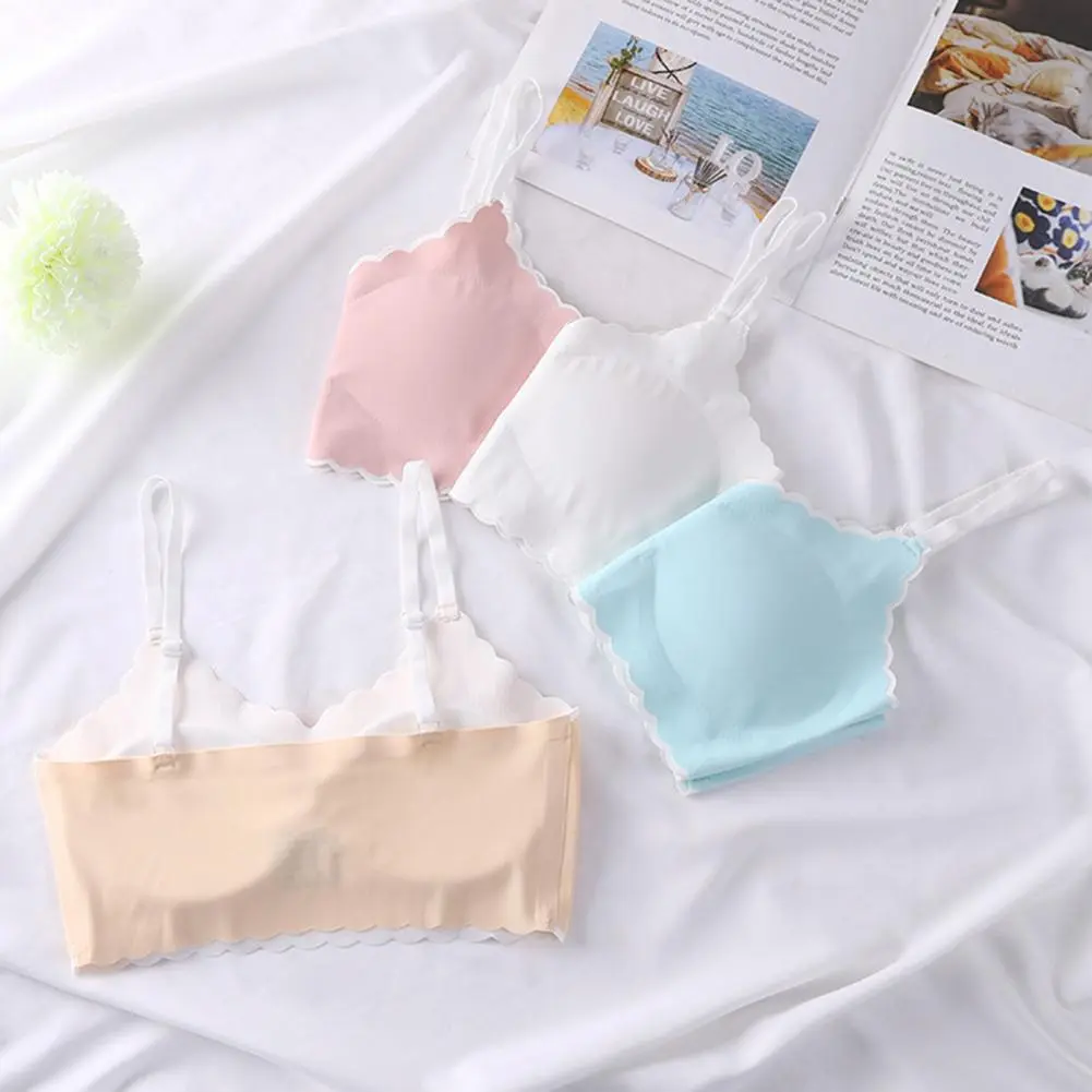 Nylon Spandex Bra Traceless Design Bra Teen Girls Soft Padded Wireless Bra Set with Adjustable for Student for Development