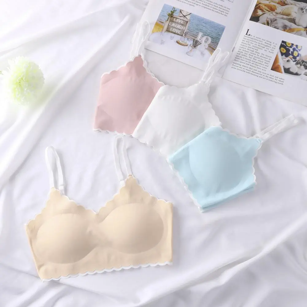 Nylon Spandex Bra Traceless Design Bra Teen Girls Soft Padded Wireless Bra Set with Adjustable for Student for Development