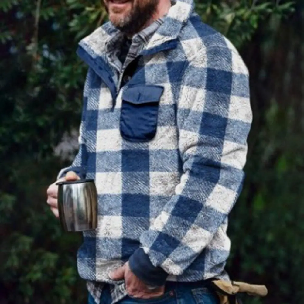 Plush Men Sweatshirts Plush Men Sweatshirts Windproof Pocket Pocket Sweatshirts Lamb Wool Jacket Plush Lined Cardigan Hoodie