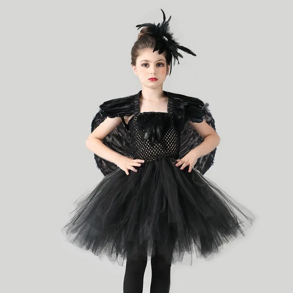 Evil Wings Princess Dress Witch Clothes Princess Baby Girl Halloween Dress Clothing Children Skirt Children Skirt Party Dress