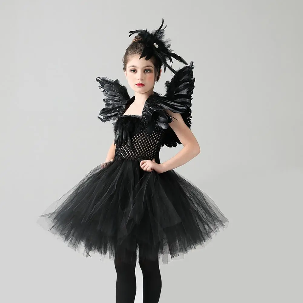 Evil Wings Princess Dress Witch Clothes Princess Baby Girl Halloween Dress Clothing Children Skirt Children Skirt Party Dress