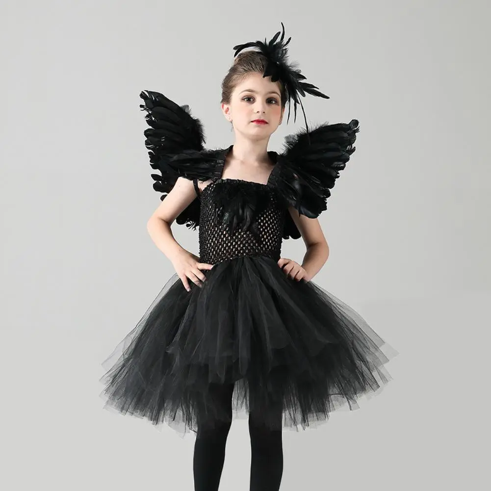 Evil Wings Princess Dress Witch Clothes Princess Baby Girl Halloween Dress Clothing Children Skirt Children Skirt Party Dress