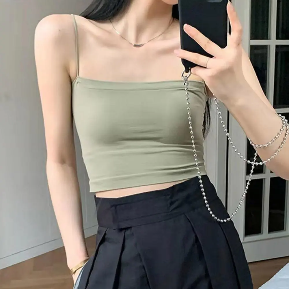 High Quality Padded Bra Bralette Vest Women Crop Tops Sexy Camisoles Ice Silk Tube Top Tanks Seamless Sports Tank Top Underwear