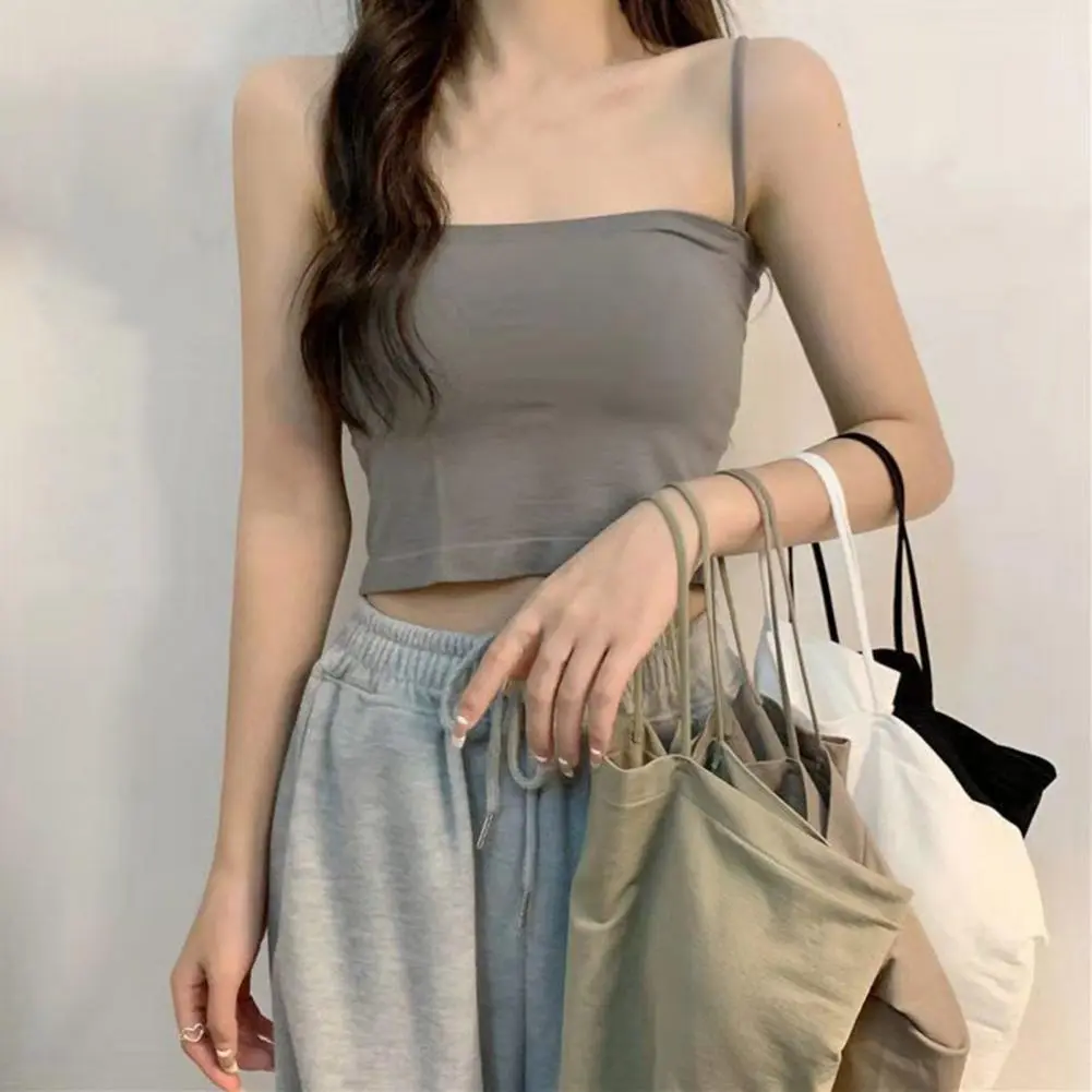 High Quality Padded Bra Bralette Vest Women Crop Tops Sexy Camisoles Ice Silk Tube Top Tanks Seamless Sports Tank Top Underwear