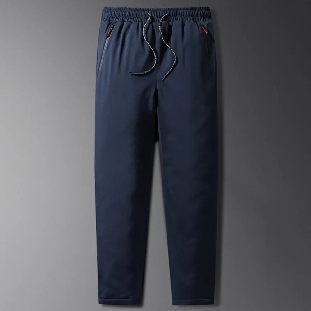 2025 M-3XL Men Fall Winter Sweatpants Drawstring Pockets Loose Men Pants Thickened Plush Windproof Jogging Exercise Trousers