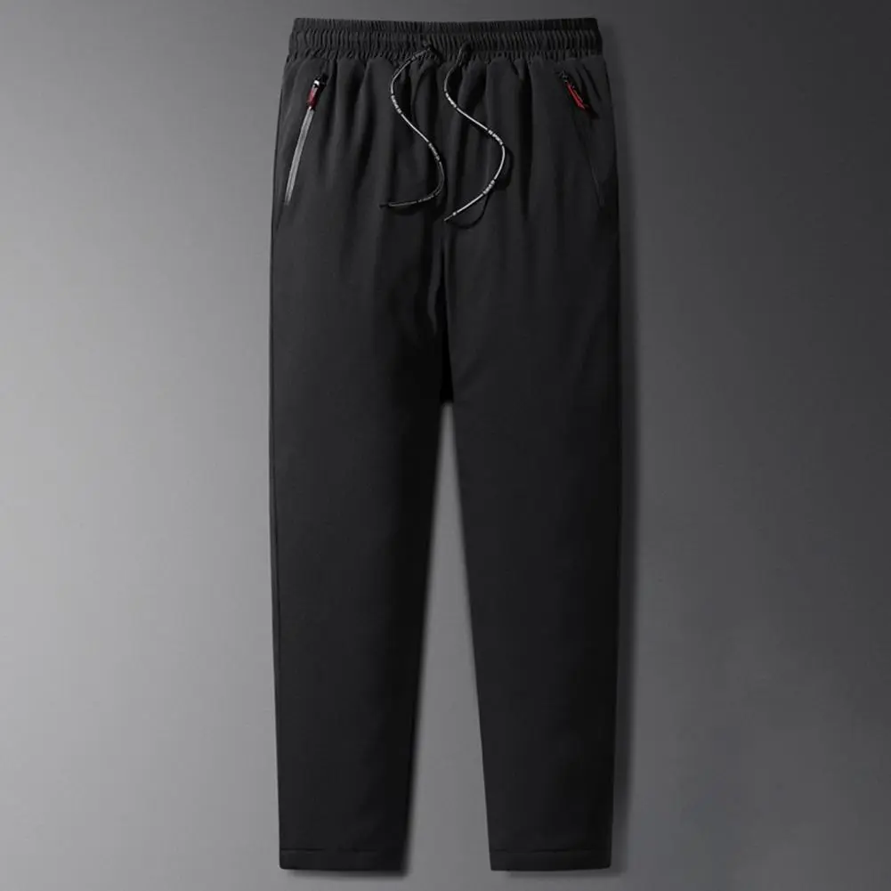 2025 M-3XL Men Fall Winter Sweatpants Drawstring Pockets Loose Men Pants Thickened Plush Windproof Jogging Exercise Trousers