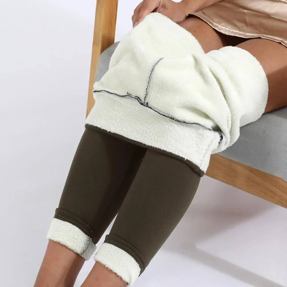 Lamb Cashmere Leggings High Waist Slim Velvet Leggings Winter Fleece Lined Leggings Winter Thicken Warm Leggings Thermal Tights