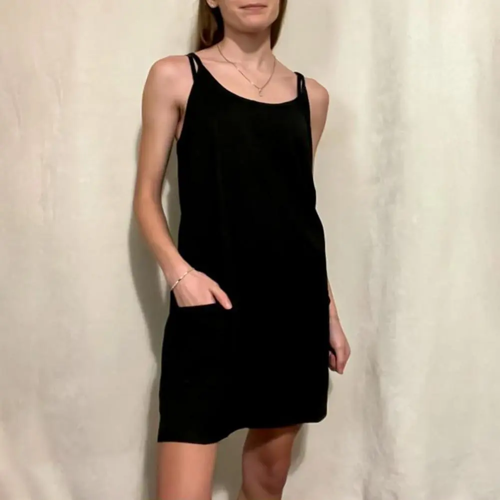 Simple Design Nightdress for Women Women A-line Nightgown Women's Sleeveless Nightgown Chemise Dress with Pockets for Women