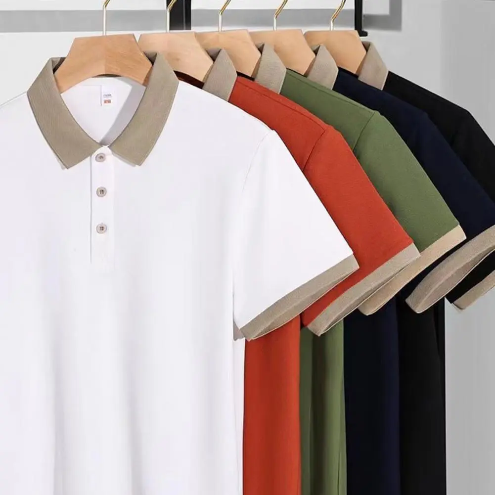 Coffee Waiter Uniform Button Lapel Solid Color Short Sleeves House Hotel Dinner Waiteress Shirt Lapel Collar Workout Shirt