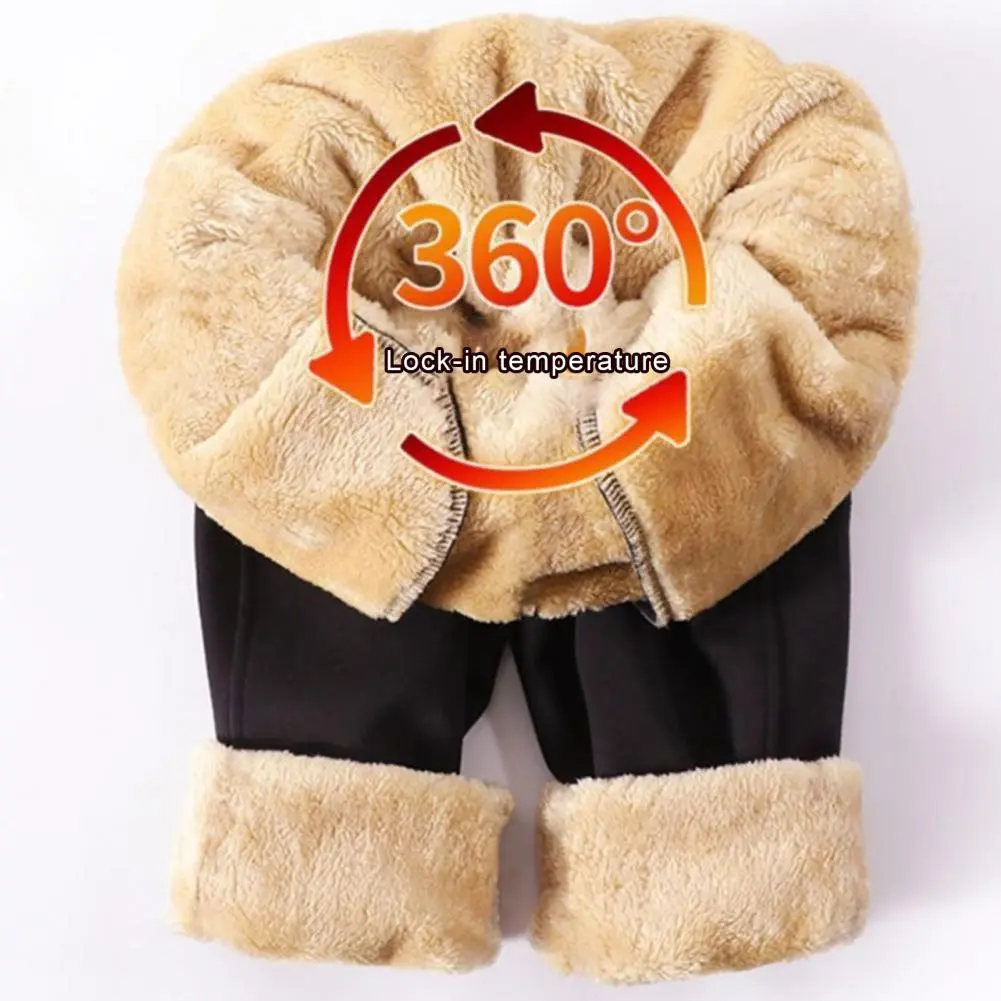 Autumn Winter Thick Fleece Velvet Lined Women Trousers Women Fleece Lining Pants Elastic High Waist Straight Wide Leg Pants