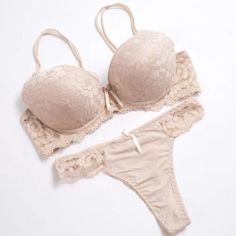 3/4 Cup Women Bra Panties Set Floral Embroidery Women Sexy Lace Bra And Panty Set Floral Lace Bra Underpants Women Underwear