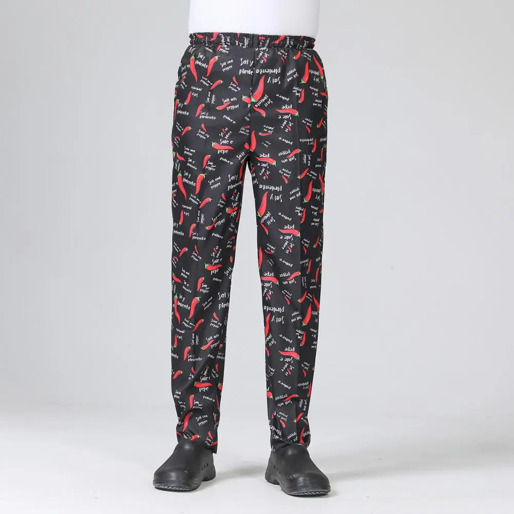 2025 M-3XL Chef Pants Unisex Chef Trousers Elastic Waist Stretchy Service Cook Restaurant Uniform Waiter Secure Trousers