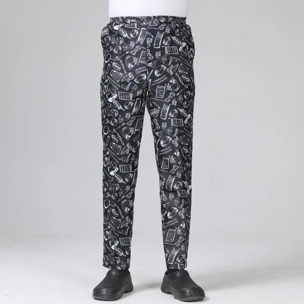 2025 M-3XL Chef Pants Unisex Chef Trousers Elastic Waist Stretchy Service Cook Restaurant Uniform Waiter Secure Trousers