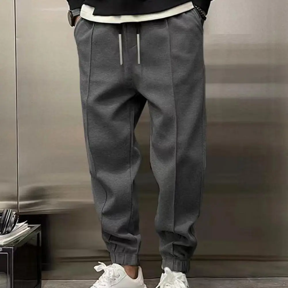 Thickened Winter Men's Pants Japanese Style Loose Casual Pants Thickened Ankle Tied Drawstring Versatile Sweatpants Men Trousers