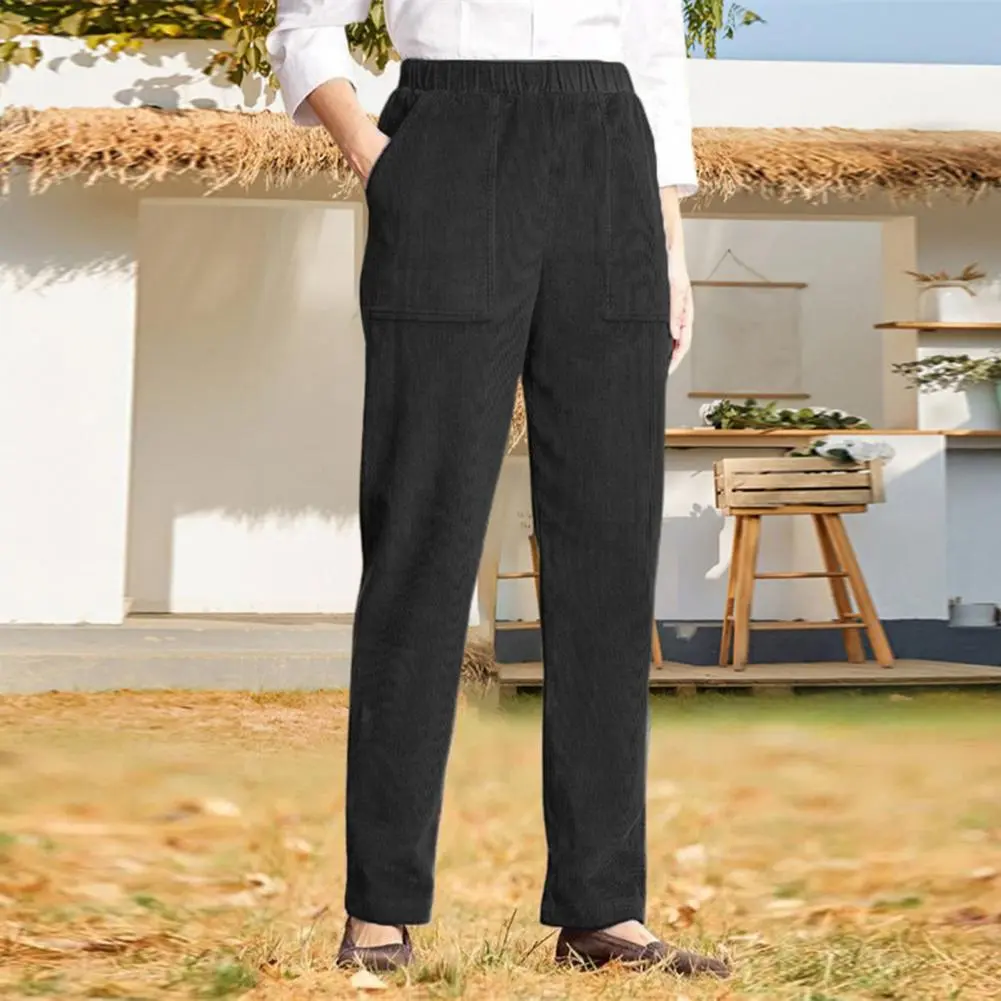2025 Corduroy Women Pants High Waist Warm Casual Trousers With Side Pockets Straight-leg Curvy Women Pants Classic Simple Pants