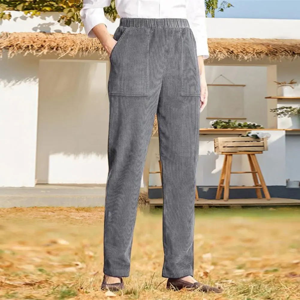 2025 Corduroy Women Pants High Waist Warm Casual Trousers With Side Pockets Straight-leg Curvy Women Pants Classic Simple Pants