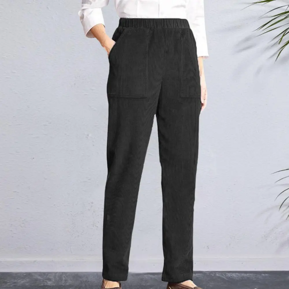 2025 Corduroy Women Pants High Waist Warm Casual Trousers With Side Pockets Straight-leg Curvy Women Pants Classic Simple Pants