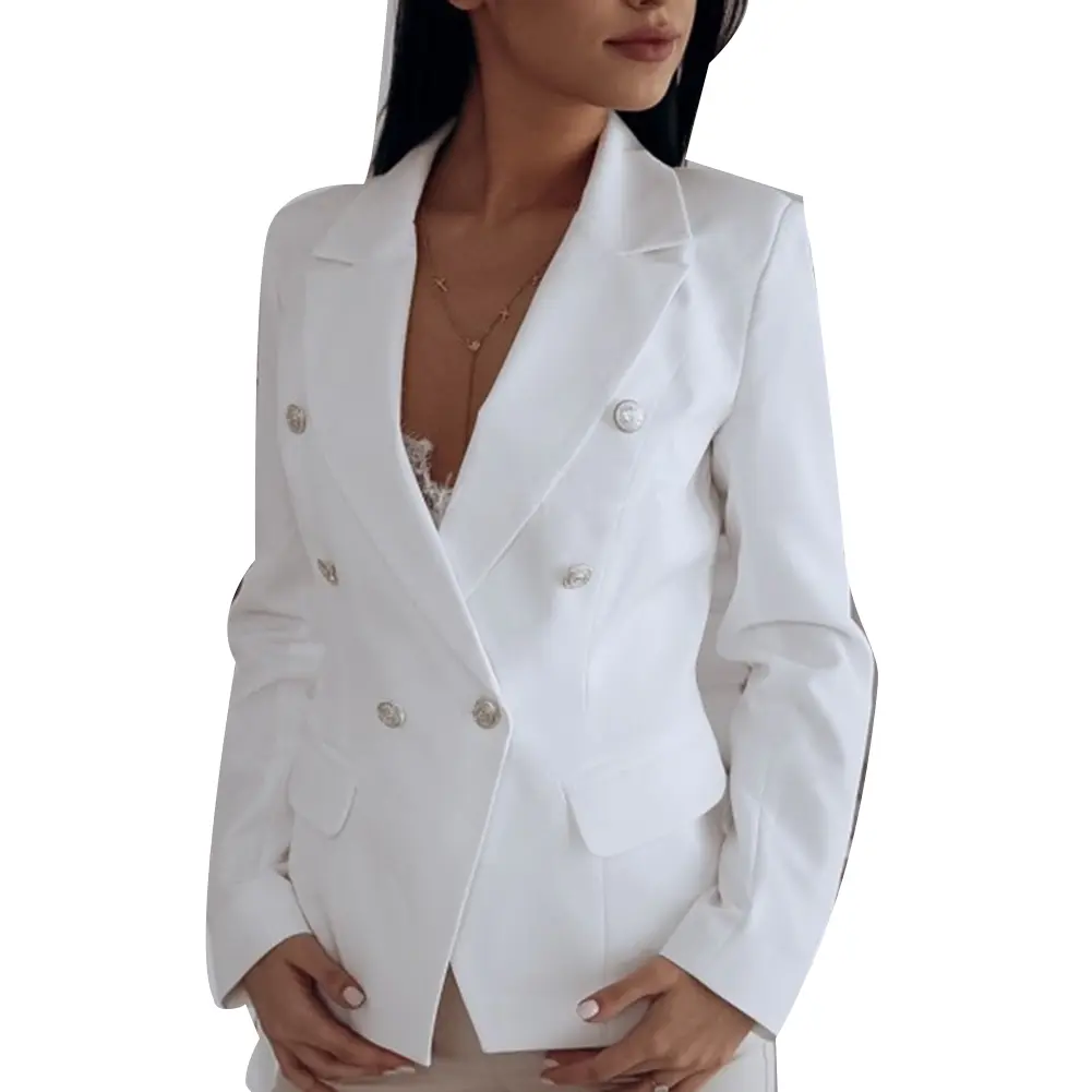 Women Stylish Plus Size Jacket Casual Blazers Jacket Suit Coat Double breasted Sliming Overalls Pocket Cardigan Coat