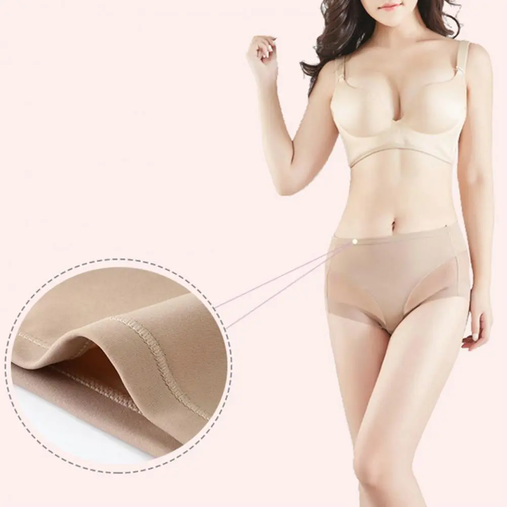Women High-waisted Briefs Lightweight Nylon Spandex Underwear Comfortable Women's Mid-rise Mesh Yarn Splicing Panties for Sleep