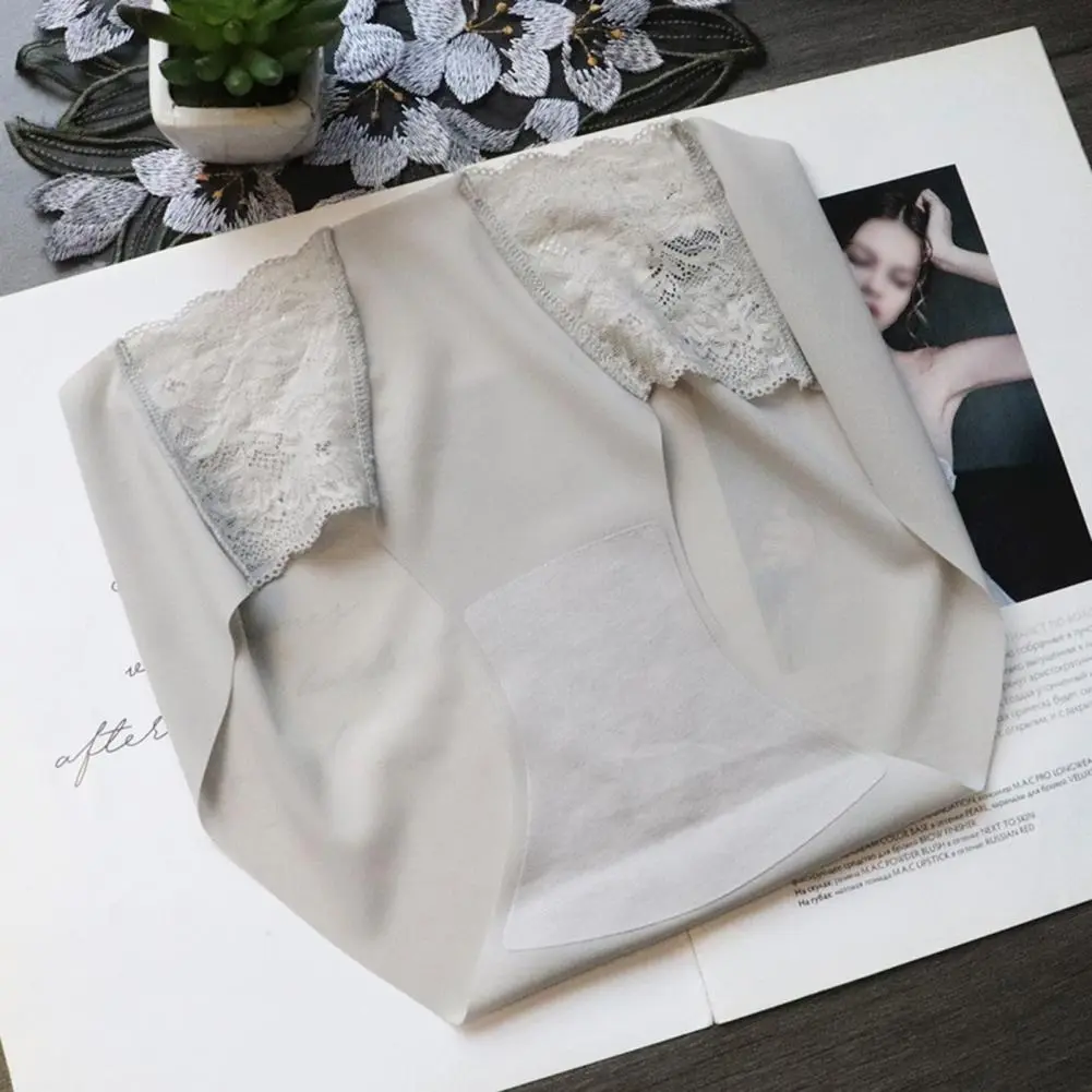 Women Solid Color Underpants Lace Underwear Set for Women Low Waist No Show Bikini Panties Sexy Slip Underpants with Elasticity