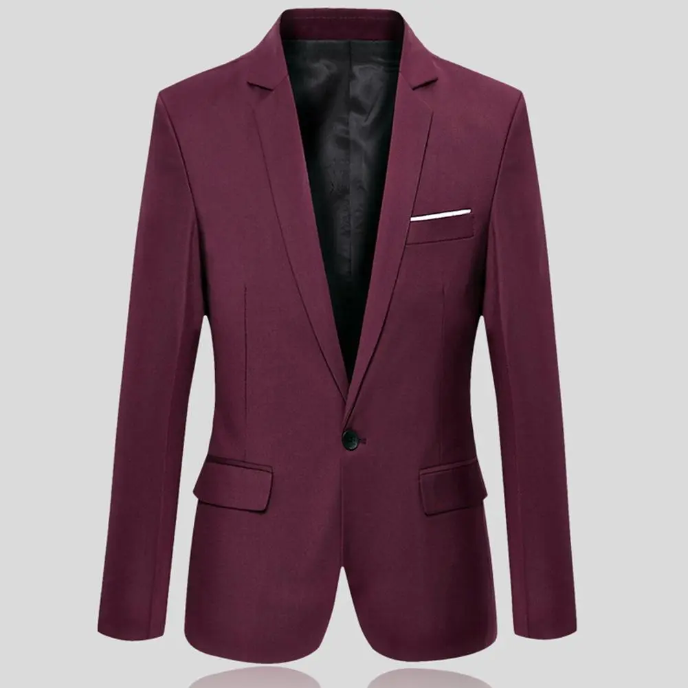 2022 Men Business Blazers Spring Men's Casual OL Overalls Suit Jacket Solid Color Long Sleeve Lapel Slim Coat пиджак мужской