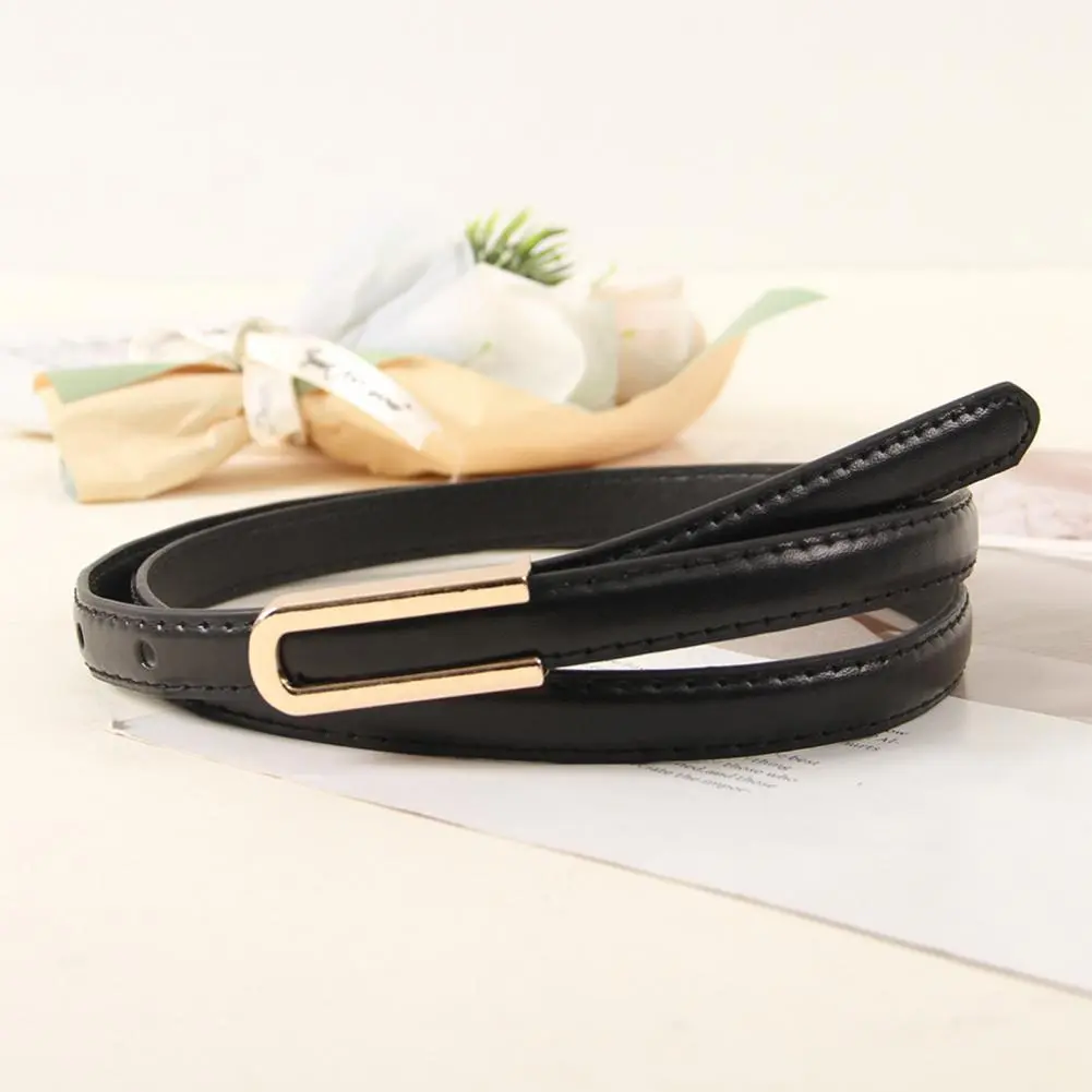 Women Waistband Wear-resistant Women Belt Stylish Imitation Leather Women's Belt with U-shaped Buckle Adjustable for Dress