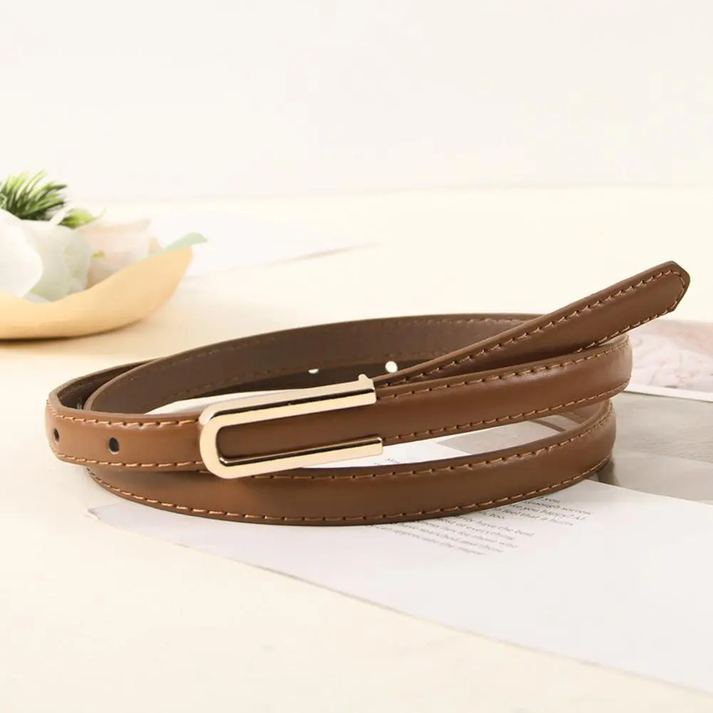 Women Waistband Wear-resistant Women Belt Stylish Imitation Leather Women's Belt with U-shaped Buckle Adjustable for Dress