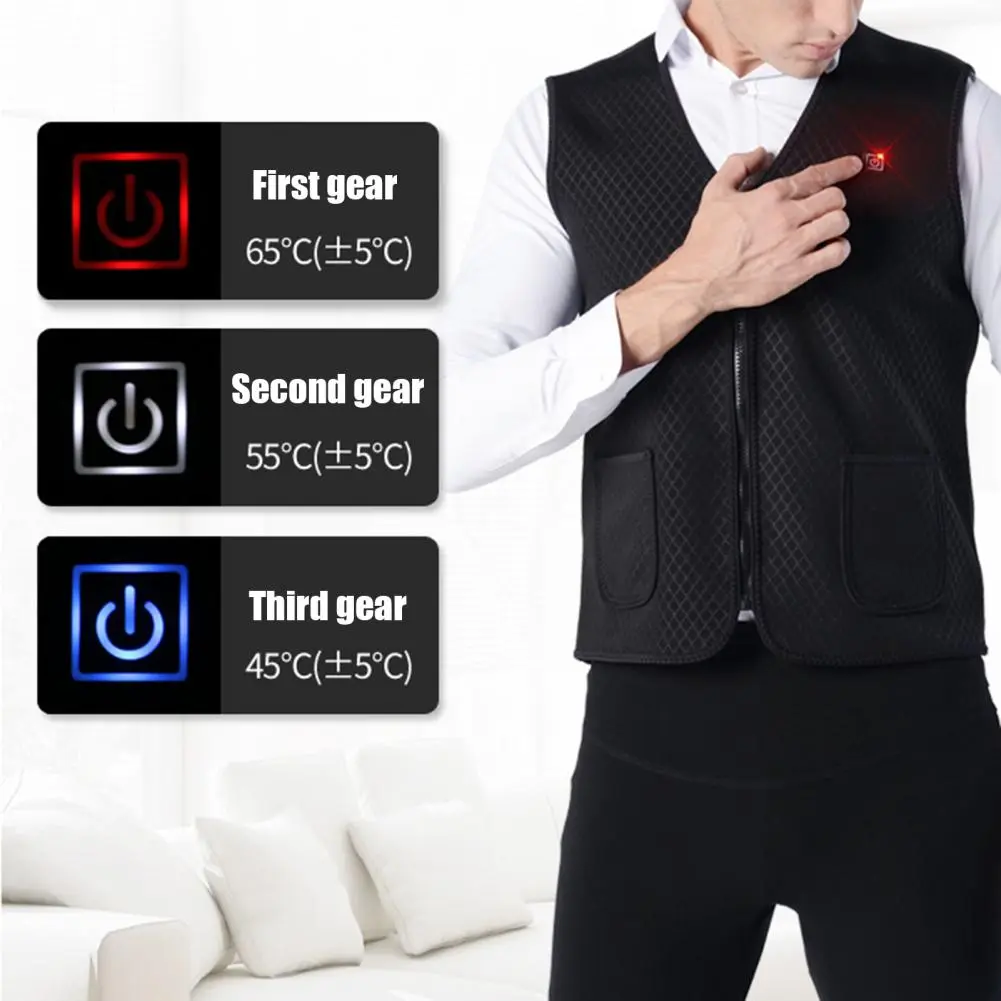 Heating Waistcoat 5 Heating Zones 3 Adjust Mold Comfortable to Wear V Neck Self Heating Vest for Outdoor Men Heated Waistcoat
