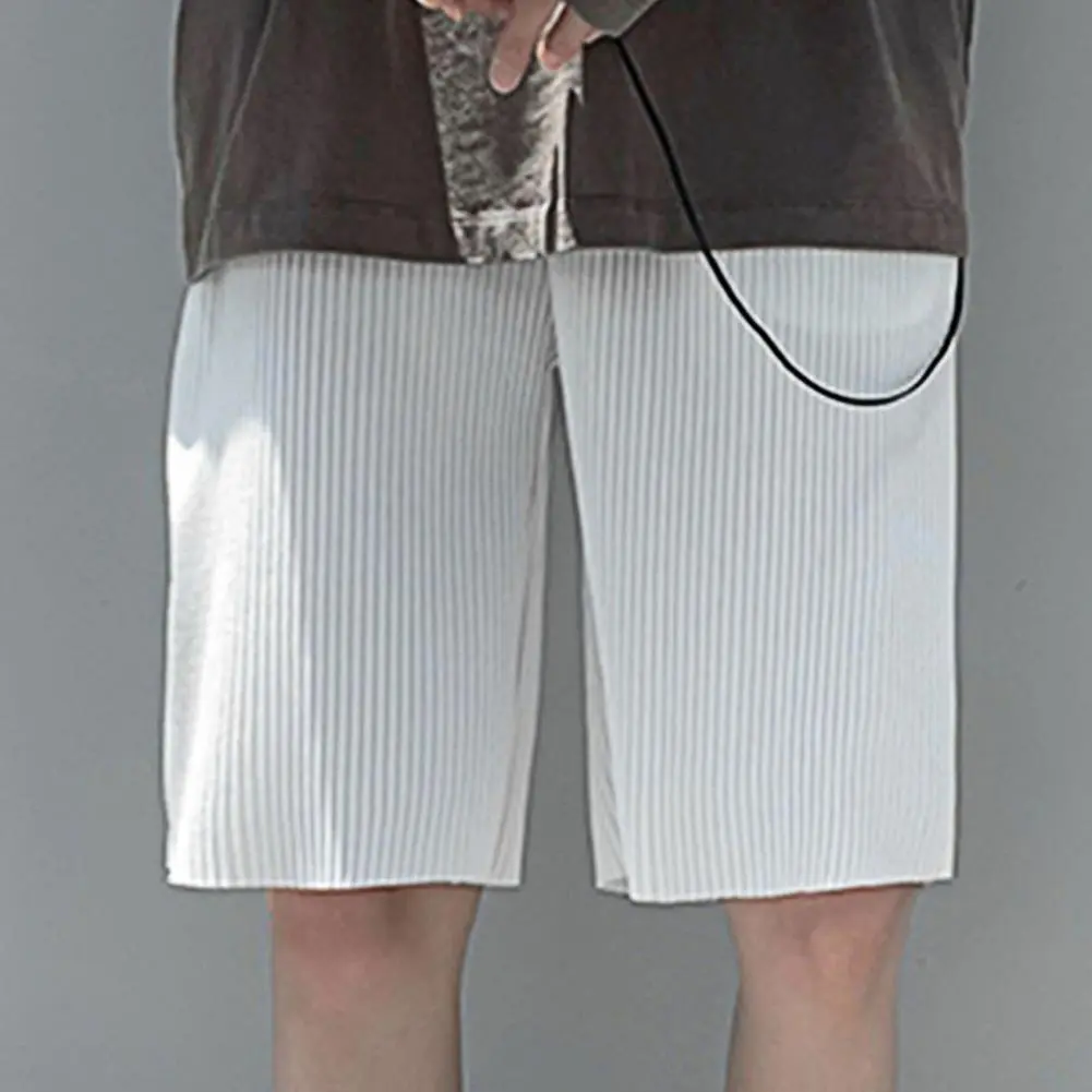 2022 Men Casual Shorts Korean Summer Cotton Pleated Short Trousers Harajuku Solid Loose Shorts Wide Leg Pants Streetwear шорты