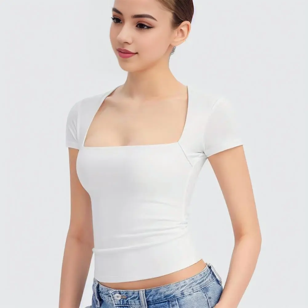 Short Sleeve T shirt Slim Fit Tops Female O Neck Knitted Sheath Tee Shirt Street Sexy Sporty 2024 Tee Shirt Elegant Blouse