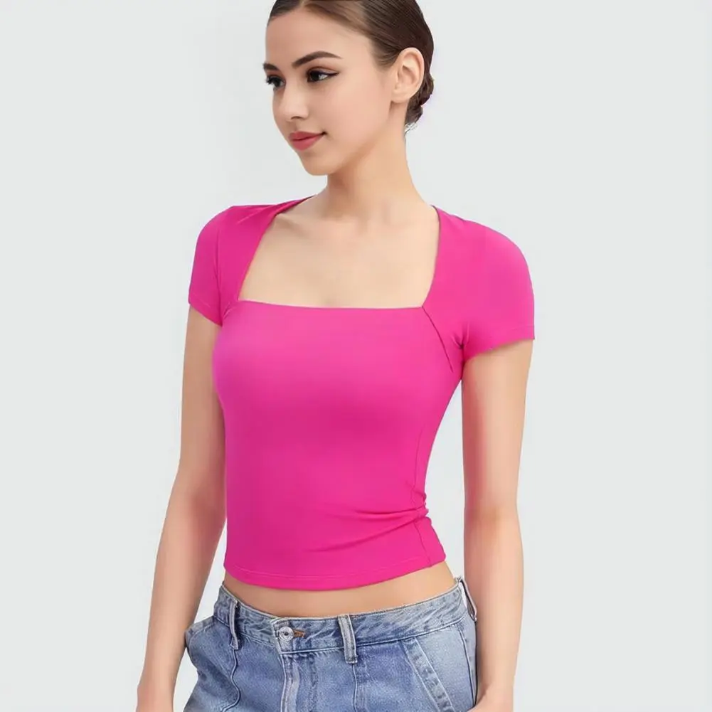 Short Sleeve T shirt Slim Fit Tops Female O Neck Knitted Sheath Tee Shirt Street Sexy Sporty 2024 Tee Shirt Elegant Blouse