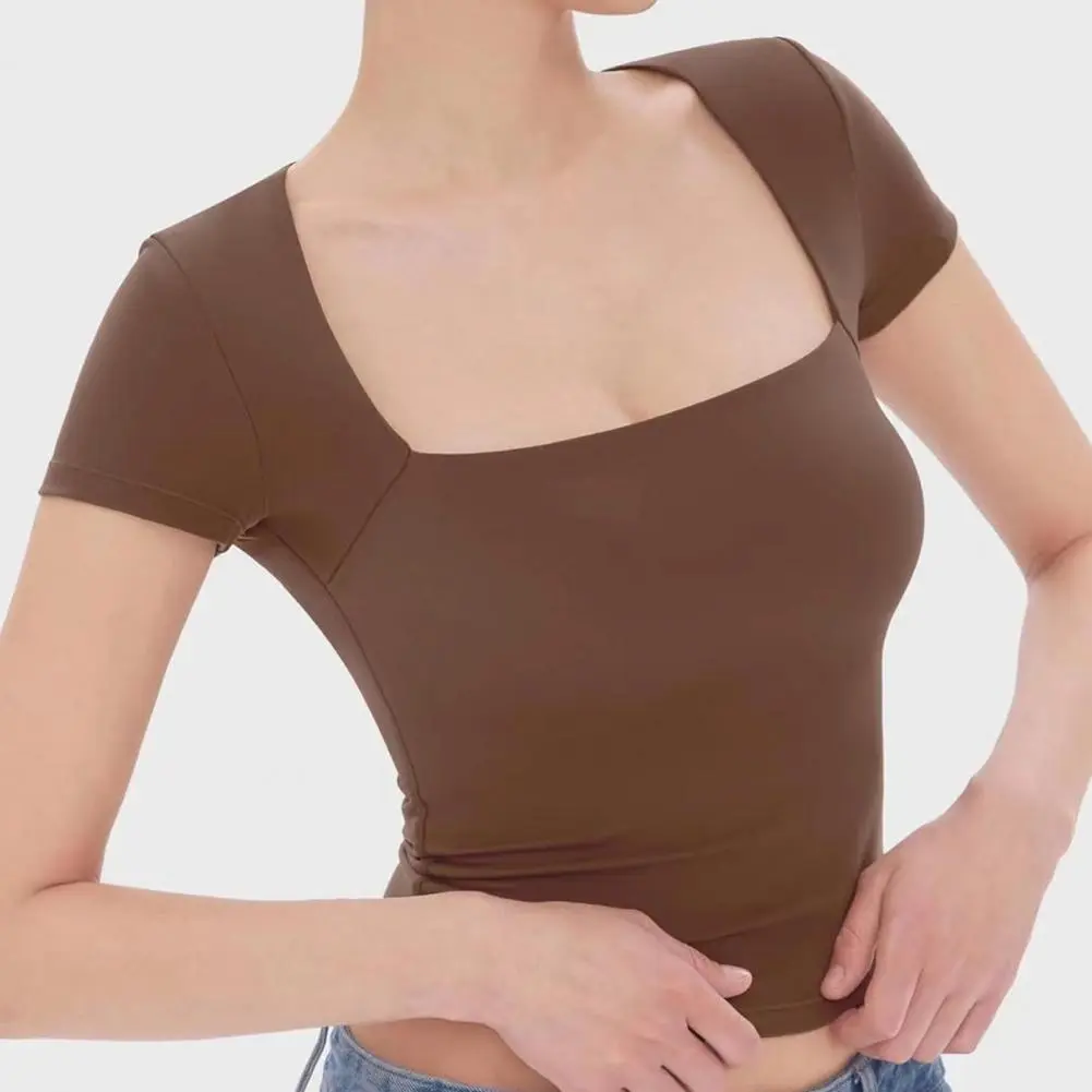 Short Sleeve T shirt Slim Fit Tops Female O Neck Knitted Sheath Tee Shirt Street Sexy Sporty 2024 Tee Shirt Elegant Blouse