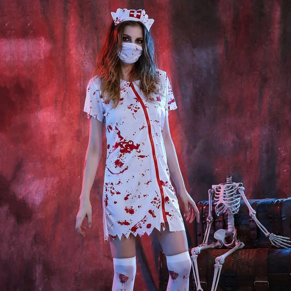 Halloween Horror Blood Nurse Costume Female Male Doctor Costume Couple Holiday Terror Cosplay Halloween Role Play Costume