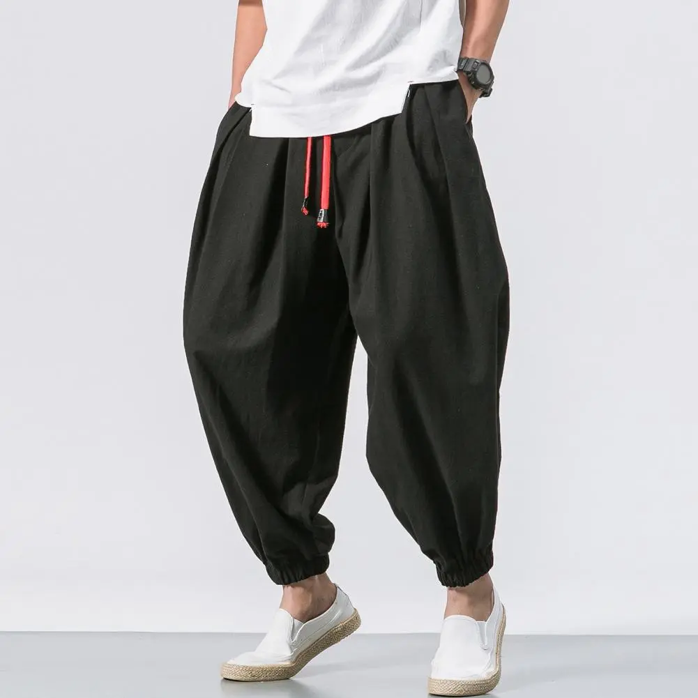 2025 L-5XL Men Bloomers Baggy Deep Crotch Men Lace-up Harem Trousers Drawstring Ankle-banded Casual Long Harem Trousers Bloomers