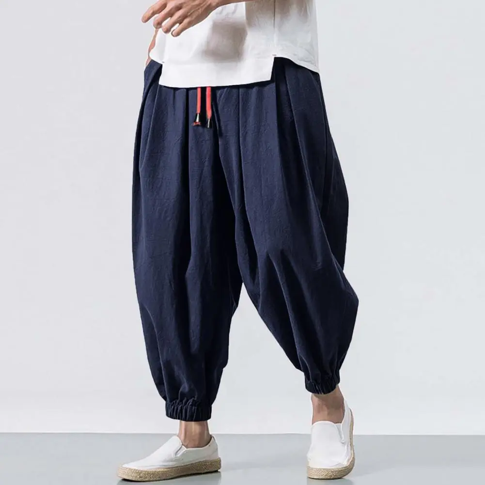 2025 L-5XL Men Bloomers Baggy Deep Crotch Men Lace-up Harem Trousers Drawstring Ankle-banded Casual Long Harem Trousers Bloomers