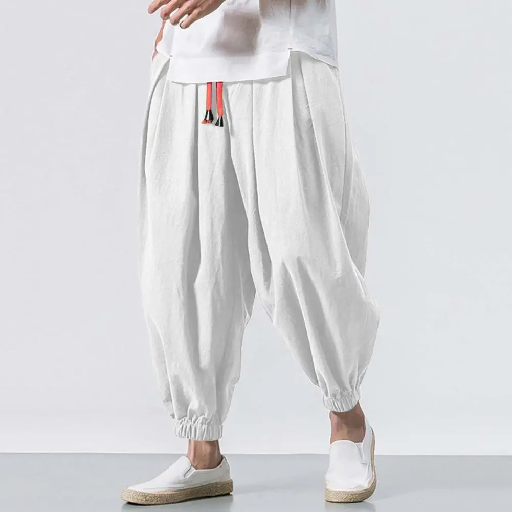 2025 L-5XL Men Bloomers Baggy Deep Crotch Men Lace-up Harem Trousers Drawstring Ankle-banded Casual Long Harem Trousers Bloomers