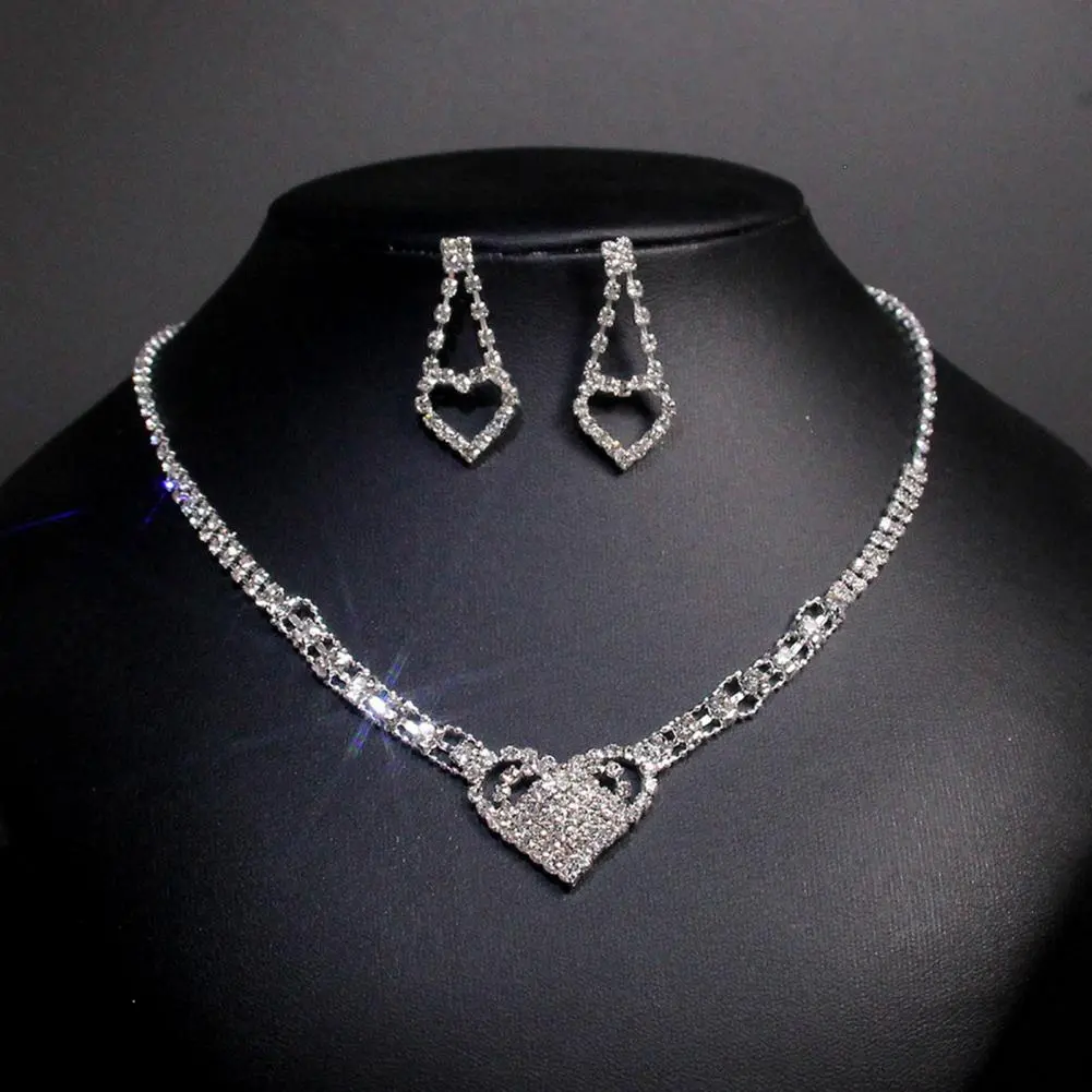 Jewelry Set For Women Pendant Necklace Hoop Earrings Wedding Party Ceremoey Necklace Earrings Set 2024 Bride Wedding Jewelry