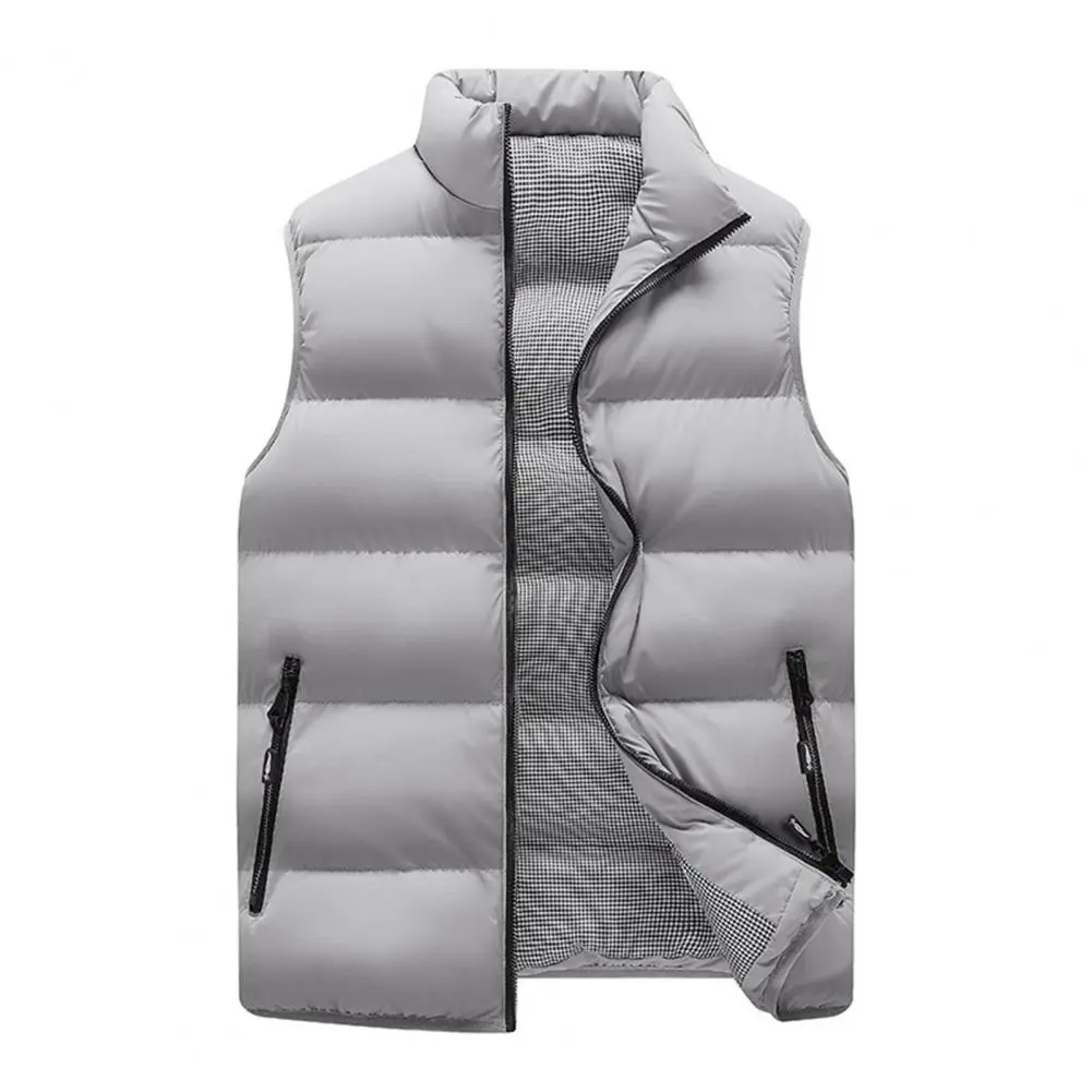Men's Jacket Winter Warm Coats Cotton Padded Men Thickened Stand Collar Down Vest Oversized Jackets Puffer Vest Sleeveless Coat