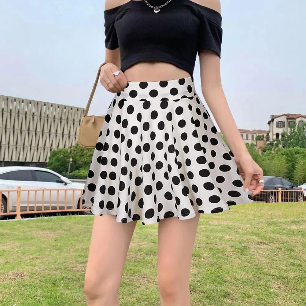 Polka Dot A-line Polka Dot A-line Loose High Waist Pleated Midi Skirt Vintage Rockabilly Sundress 50s Dot Printed Women Skirt