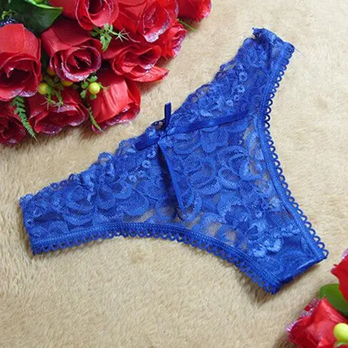 2016 New arrival! Women Sexy Lace Hollow V-string Briefs Panty Thongs G-string Lingerie Underwear