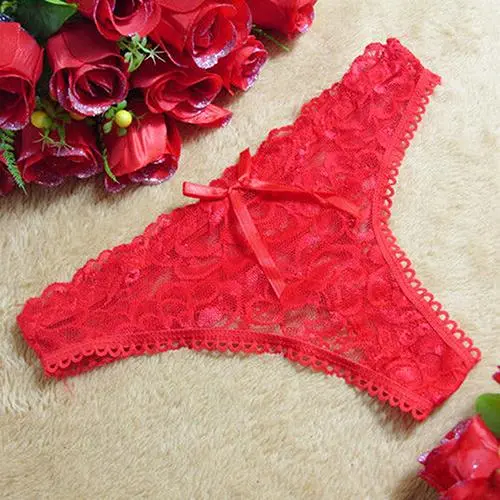 2016 New arrival! Women Sexy Lace Hollow V-string Briefs Panty Thongs G-string Lingerie Underwear
