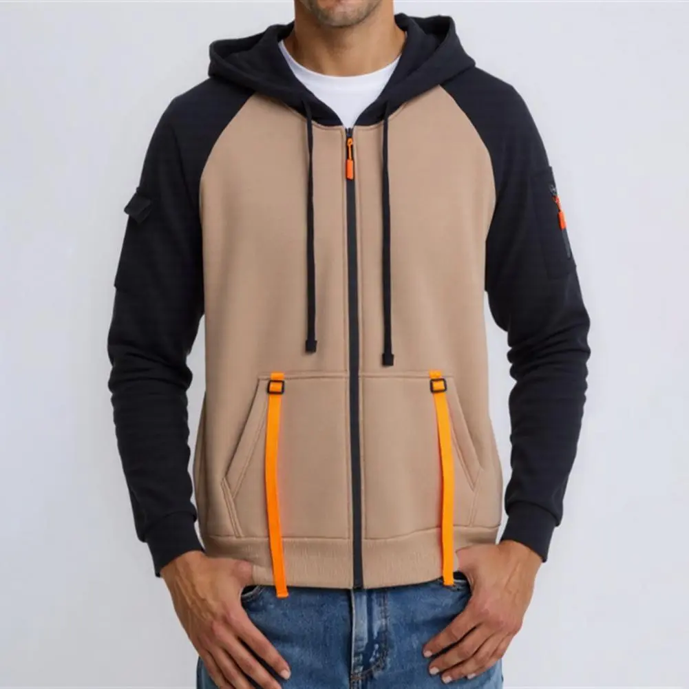 Thickened Fleece Lined Hoodie Large Pocket Design Hoodie Stylish Men's Hooded Jacket with for Autumn/winter for Warmth